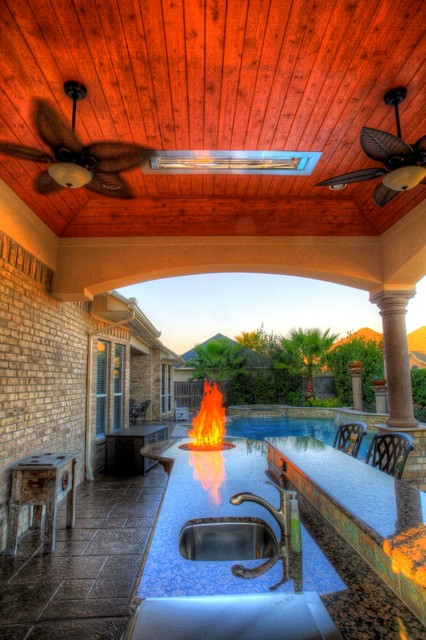 Outdoor Kitchen with fire feature - Patio - Houston - by Absolutely