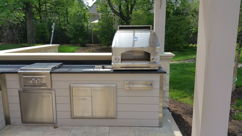 Outdoor Kitchen With Painted Wood, Wood Outdoor Kitchen