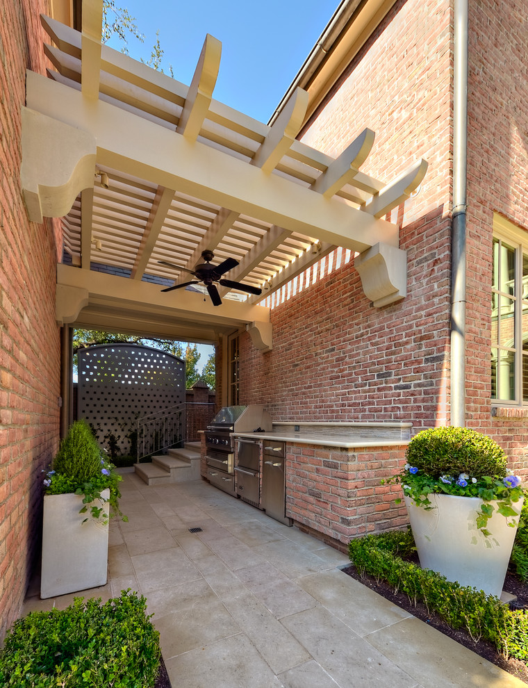Photo of an eclectic patio in Dallas with a pergola and a bbq area.