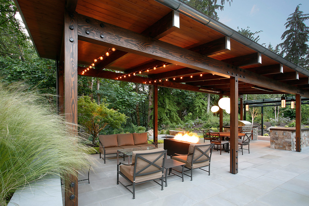 Outdoor Pavilion Rustic Patio Seattle by Deering Design Studio