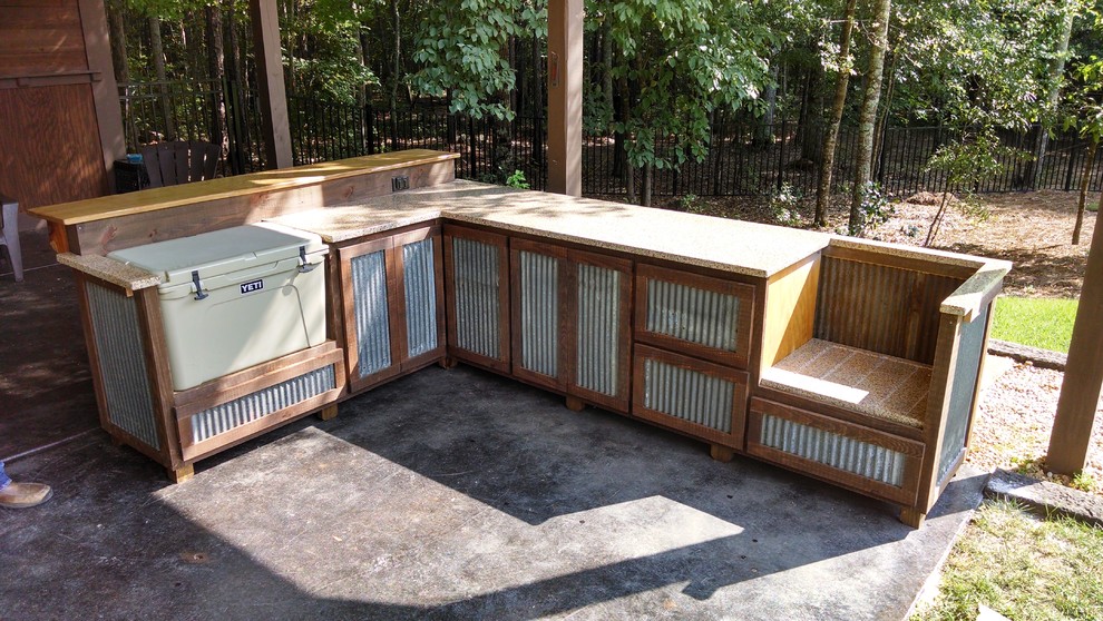 Outdoor Rustic Cooking Station And Bar, How To Build Corrugated Metal Cabinet Doors