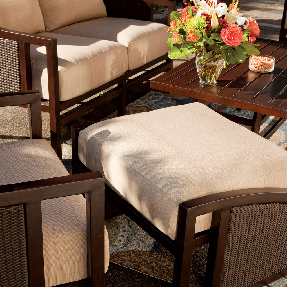 Outdoor Wicker Chair and Ottoman Midcentury Patio Seattle by