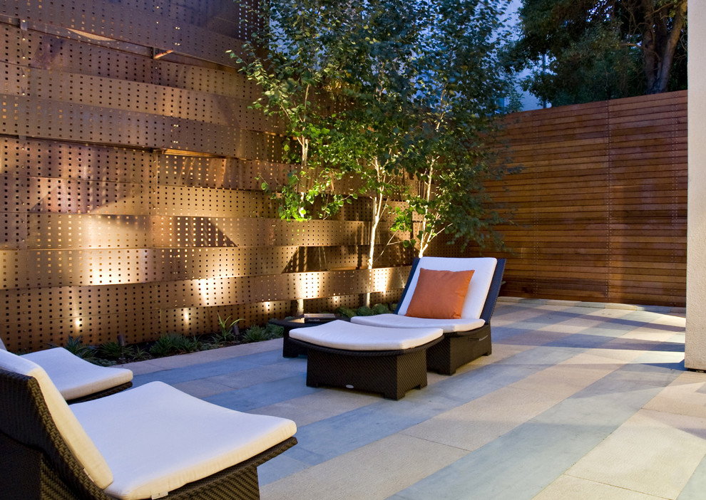 Inspiration for a small contemporary courtyard patio remodel in San Francisco with no cover