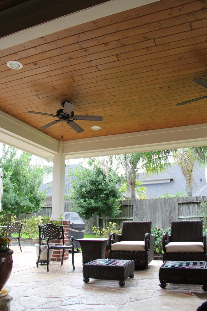 Patio Cover in Houston TX with stamped concrete Traditional Patio Houston by Tradition