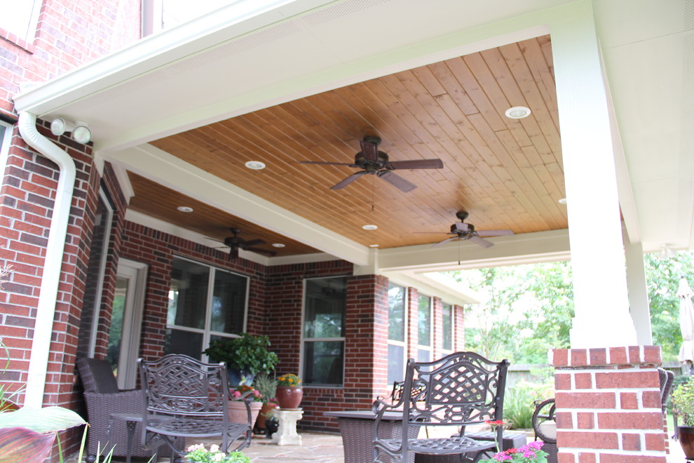 Patio Cover in Houston TX with stamped concrete Traditional Patio Houston by Tradition