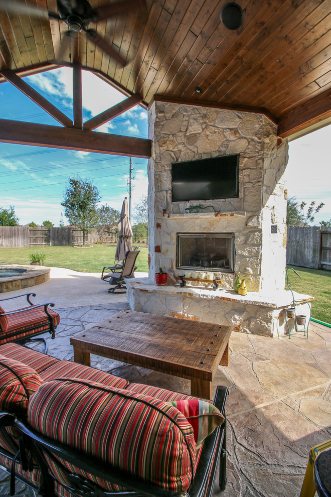 Patio Cover, Kitchen, and Fireplace Katy, TX Traditional Patio