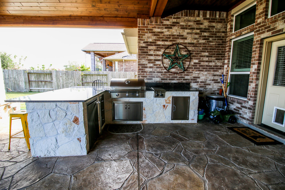 Patio Cover, Kitchen, and Fireplace Katy, TX Traditional Patio