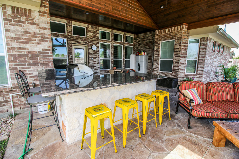 Patio Cover, Kitchen, and Fireplace Katy, TX Traditional Patio