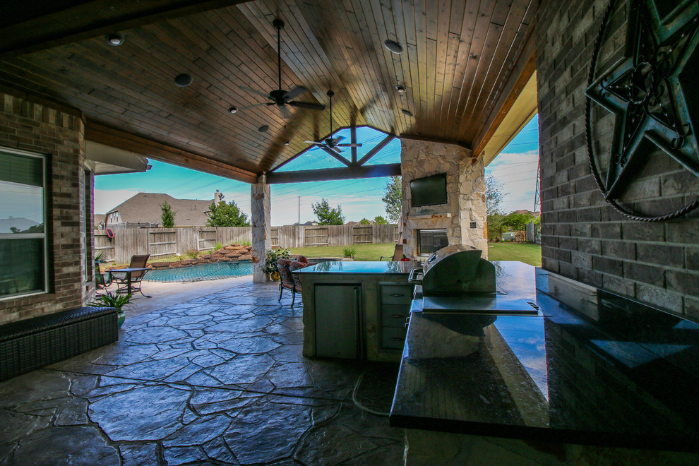Patio Cover, Kitchen, and Fireplace Katy, TX Classico Patio