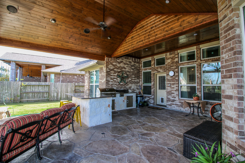 Patio Cover, Kitchen, and Fireplace Katy, TX Traditional Patio