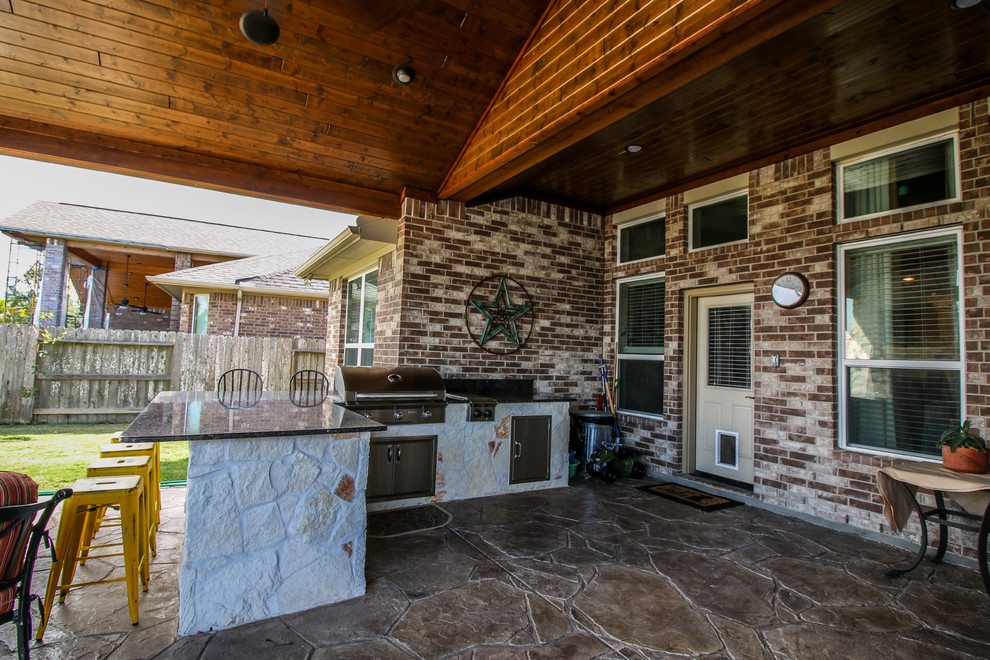 Patio Cover, Kitchen, and Fireplace Katy, TX Traditional Patio