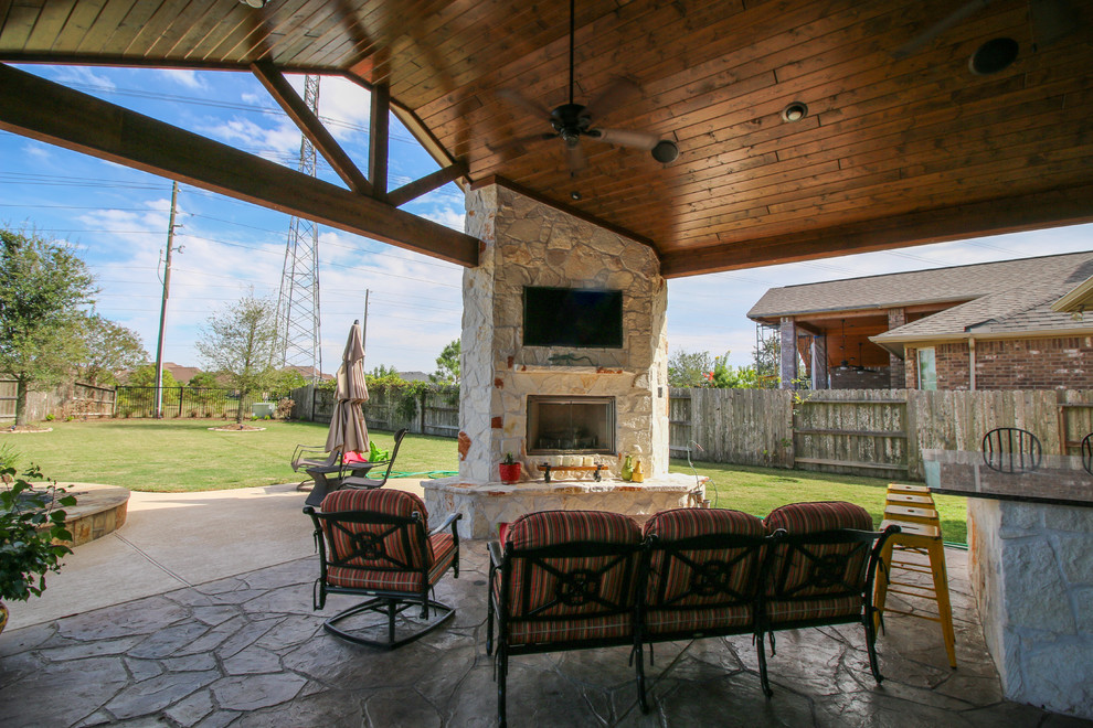 Patio Cover, Kitchen, and Fireplace Katy, TX Traditional Patio