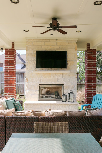 Patio Cover with Fireplace - Traditional - Patio - Houston - by ...
