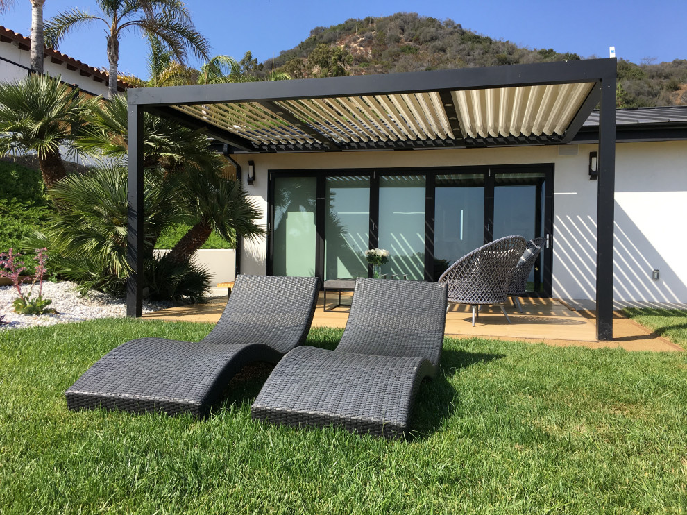Patio Louvered Roof with OceanView Pacific Palisades Contemporary