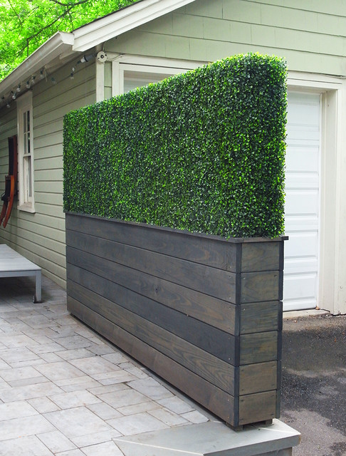 Patio Space with boxwood hedge and planter - Contemporary - Patio - New  York - by Brooklyn West - Artificial Boxwood Hedges | Houzz