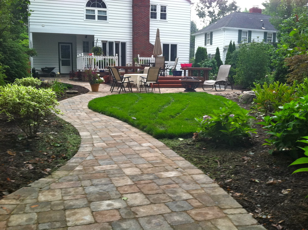 Paver Patio, Pondless Waterfall, LED Lighting, Rock Fountain Penfield