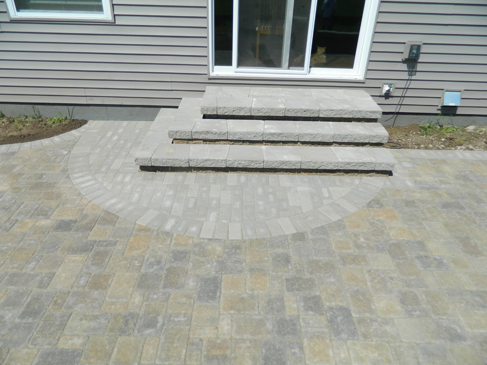 Paver Patio with seat walls and steps Modern Patio Minneapolis
