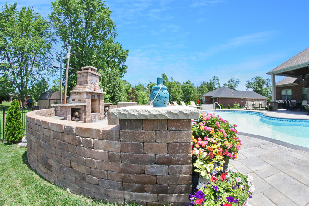 Paver Pool Deck & Fire Place Contemporary Patio Louisville by