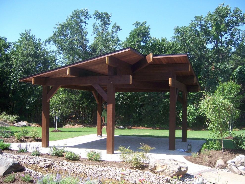 Pavilion/Pergola Rustic Patio Oklahoma City by Edmond Deck