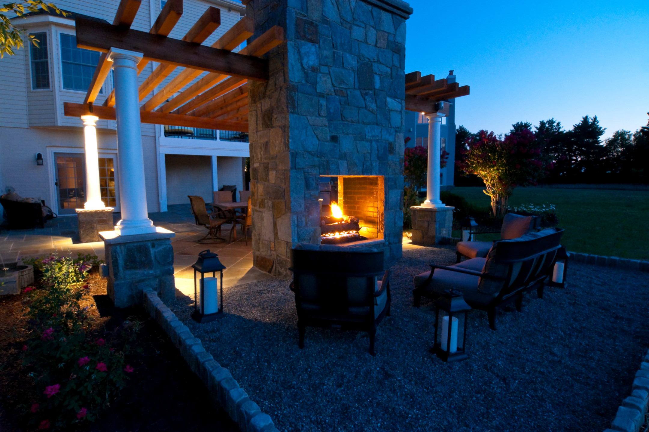 Double Sided Outdoor Fireplace Houzz