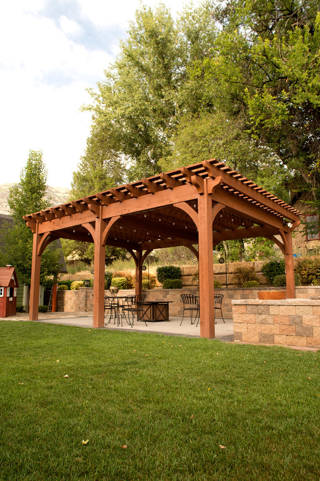 Pergola Covered Deck Lattice Full Wrap Cantilever Roof Traditional