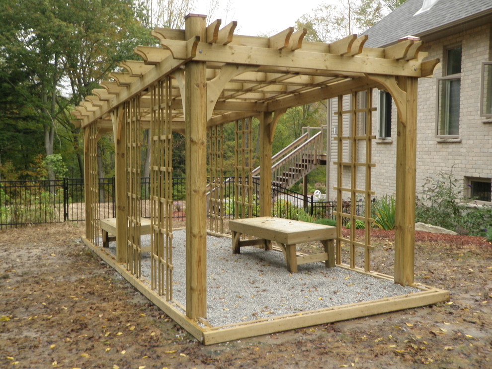 Pergola with bench seats Traditional Patio Toronto by Pretty