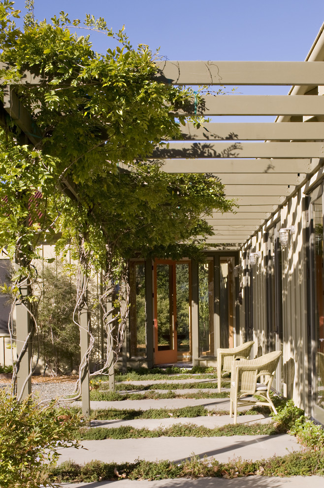 Inspiration for a contemporary patio remodel in San Francisco with a pergola