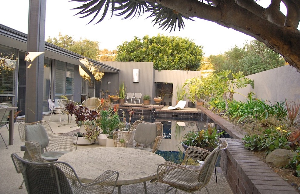 Photo of a midcentury courtyard patio in Orange County.