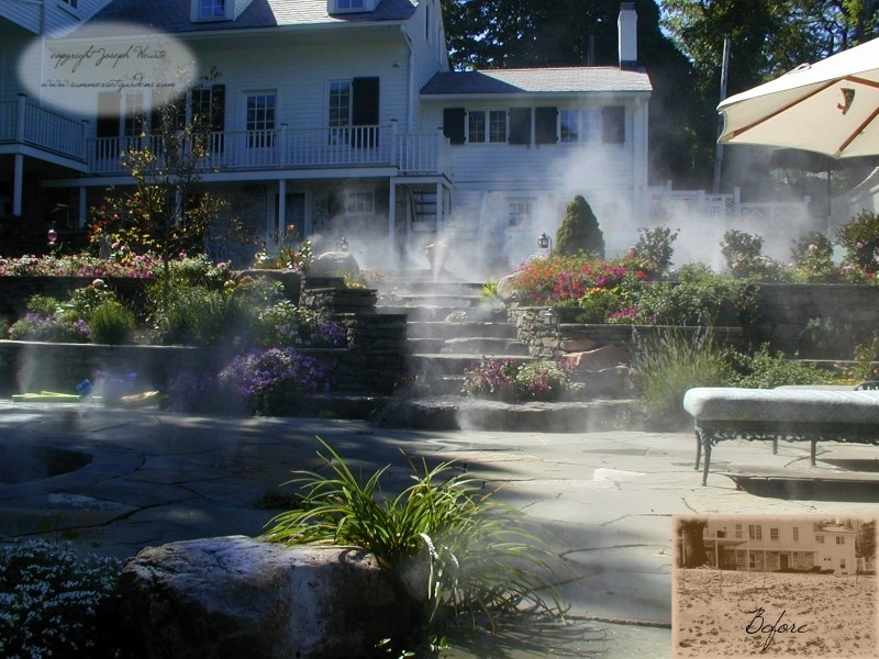 Pool Patio Fog System And Plantings Traditional Patio Newark By User Houzz