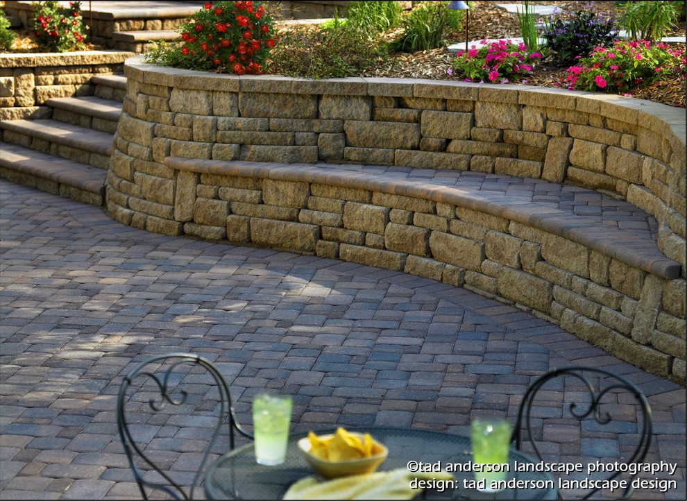Pool Patio Renovation Terraced Walls & BuiltIn Seating. Minnesota Landscape Traditional