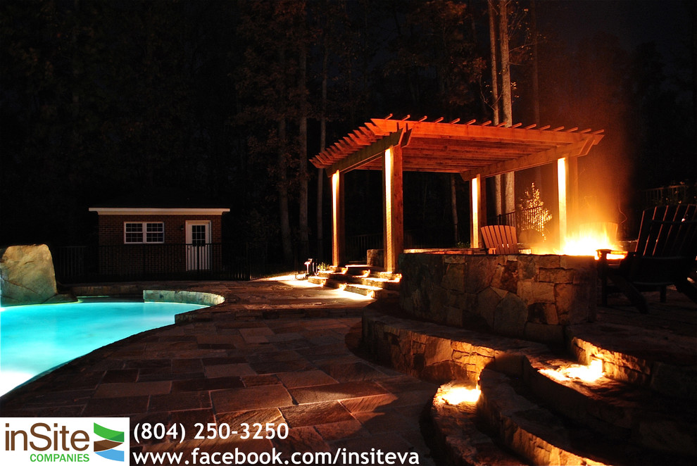Pool, Patio, Spa and Water Feature in Rockville Va Traditional