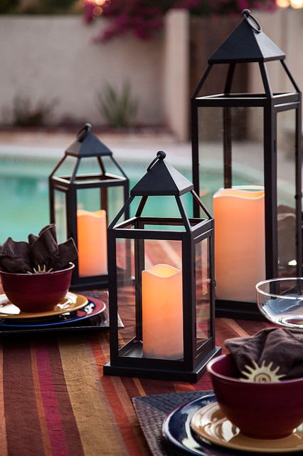 Pool Side Outdoor Lanterns With, Outdoor Patio Candle Lanterns