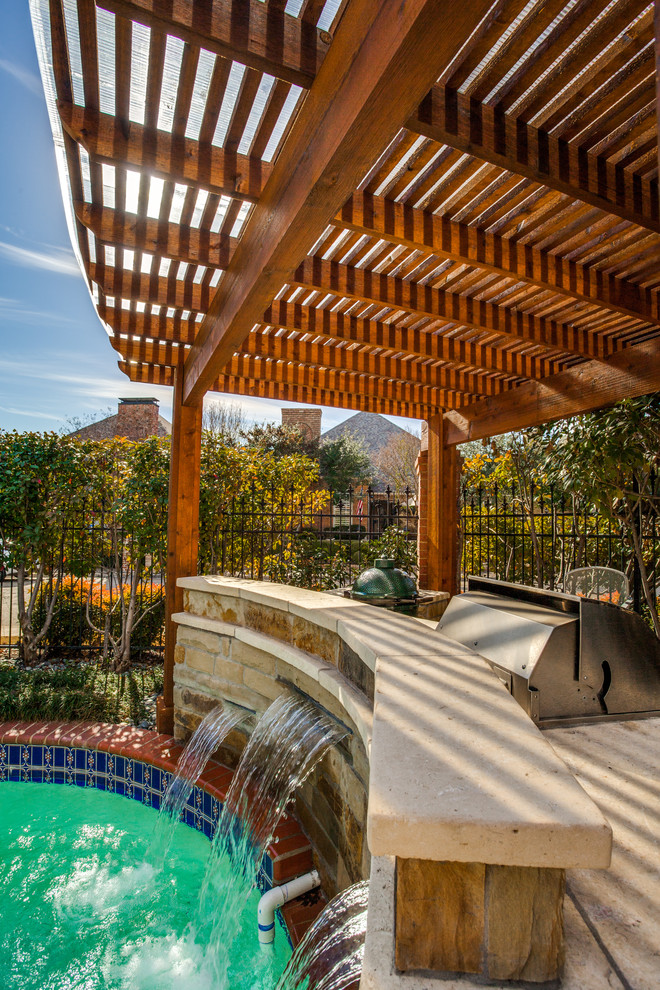Poolside Pergola with Clear Polygal Craftsman Patio Houston by