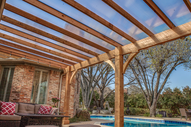 Poolside Pergola With Polygal Cover Patio Austin By Regal Plastics San Antonio Houzz