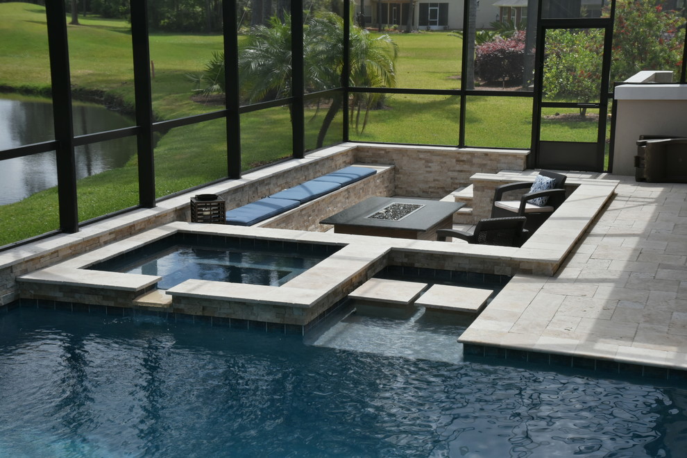 Poolside sunken fire pit. Contemporary Patio Jacksonville by Creative Design Space, Inc