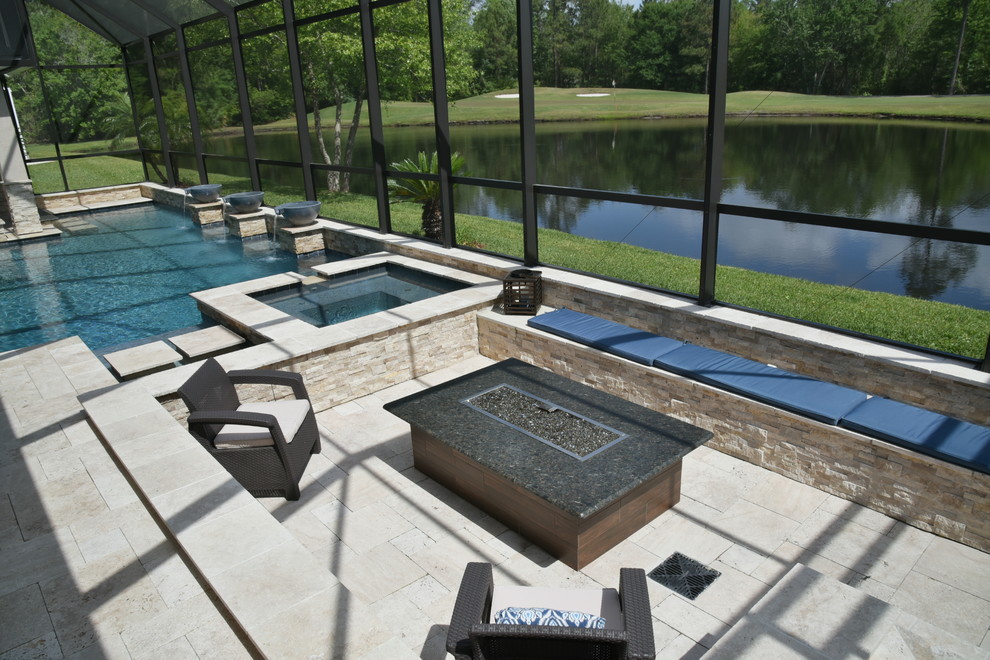 Poolside sunken fire pit. Contemporary Patio Jacksonville by