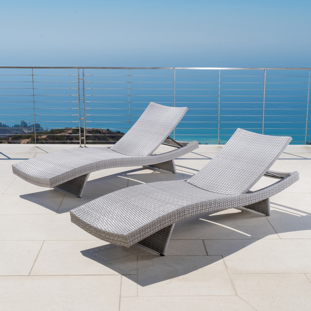 Portofino™ Comfort 2 Loungers & Table Grey Modern Patio Salt