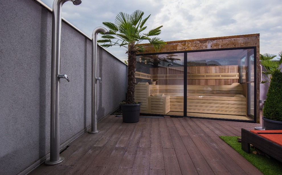 Project Weathering Steel Outdoor Sauna + Outdoor Shower Industrial