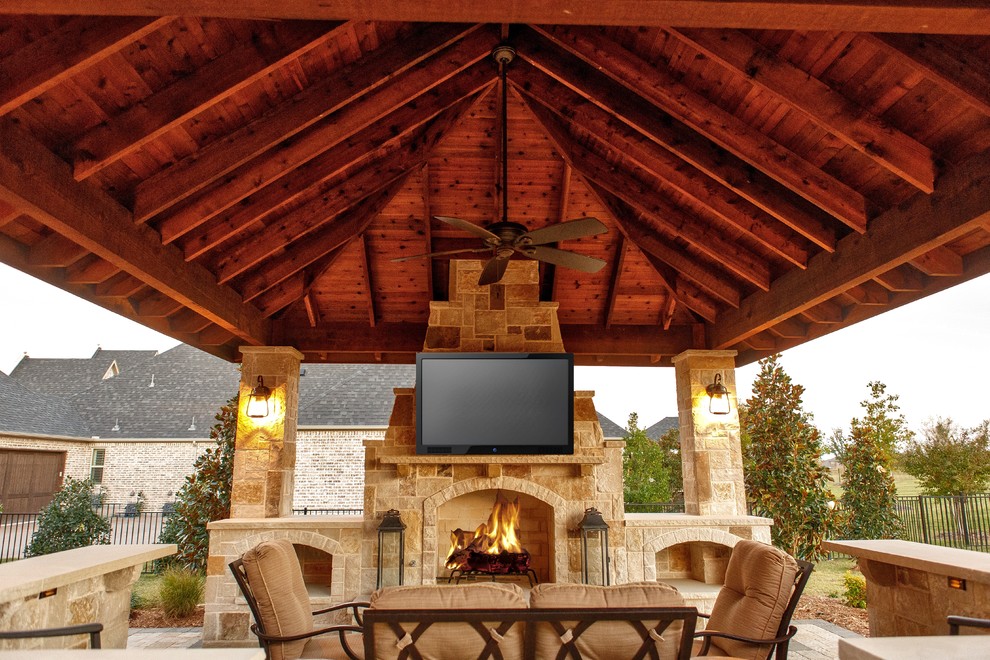 Prosper, TX Cabana & Fireplace Rustic Patio Dallas by Dallas