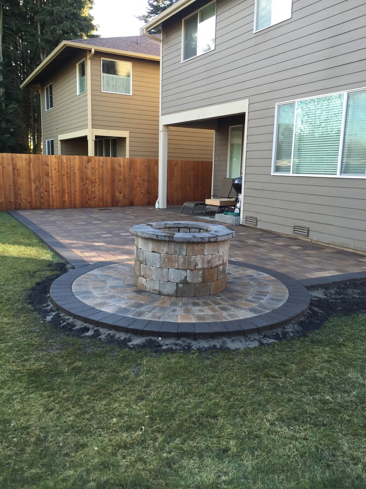 Raised Fire Pit and Patio Build Tukwila, WA Transitional Patio