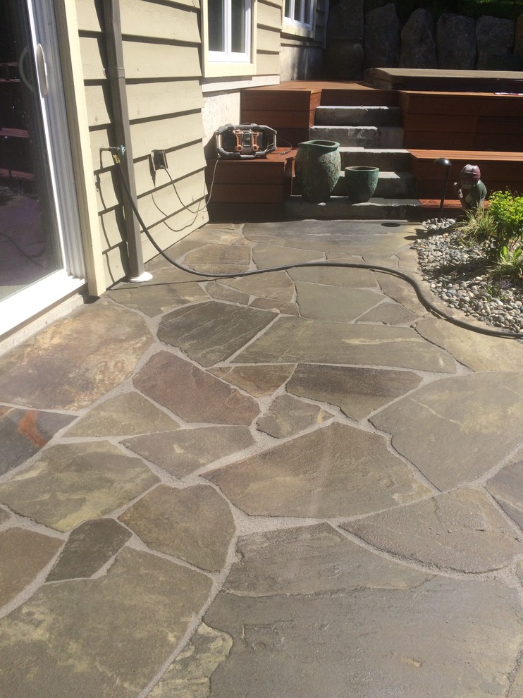 Random Flagstone Joint Repair Private Residence Craftsman Patio