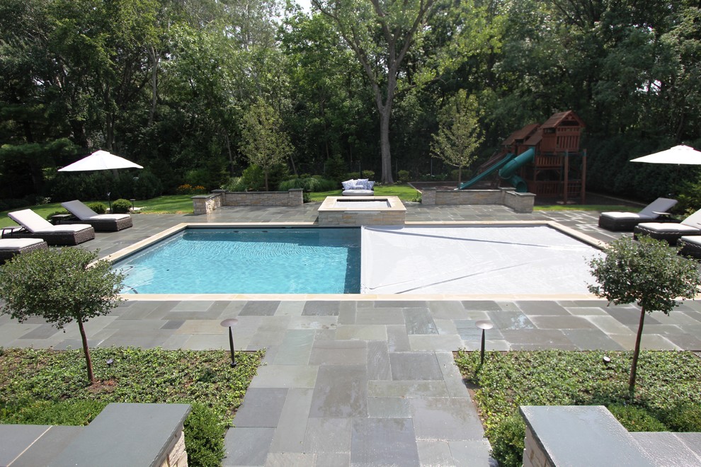Rectangular Pool with Raised Spa - Contemporary - Patio - Chicago - by ...