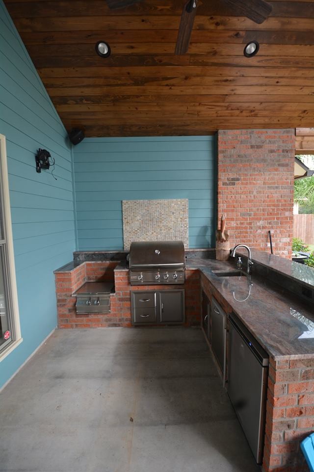 Remodeled Backyard Retreat Youngsville, LA Rustic Patio New