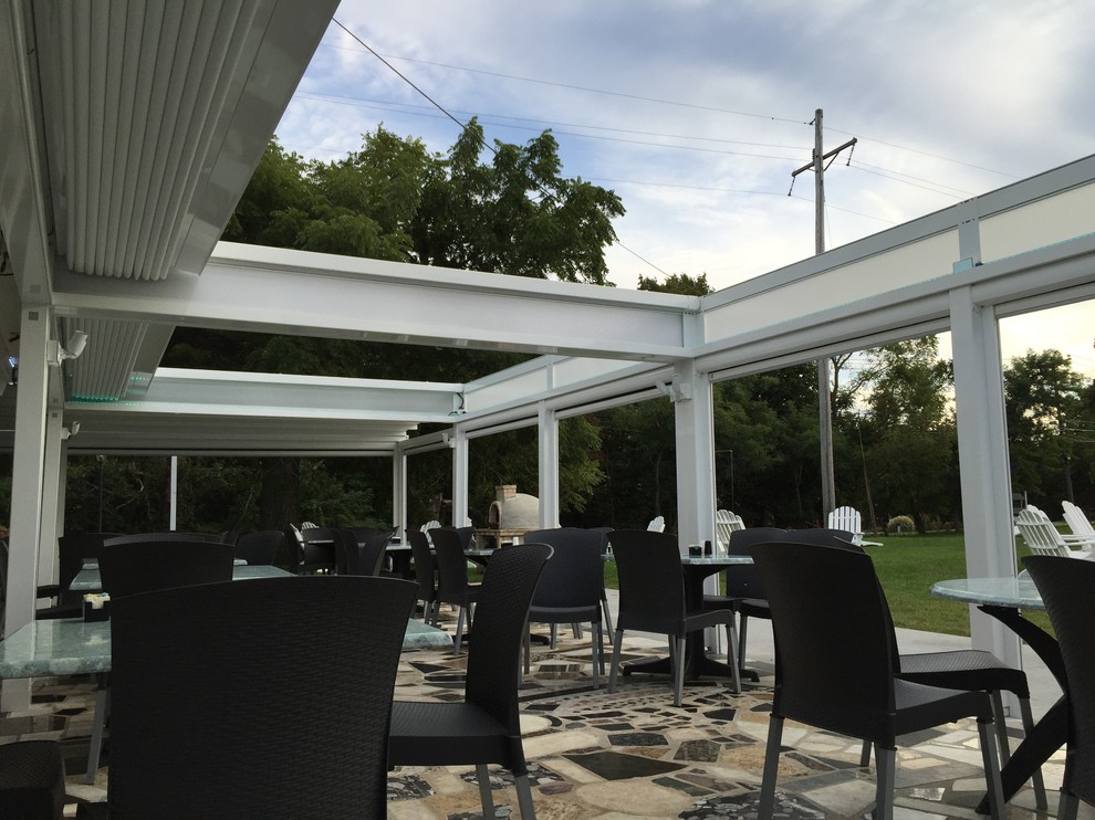 Retractable Restaurant Pergola East Marion Ny Modern Patio New York By Wallace Home Design Center