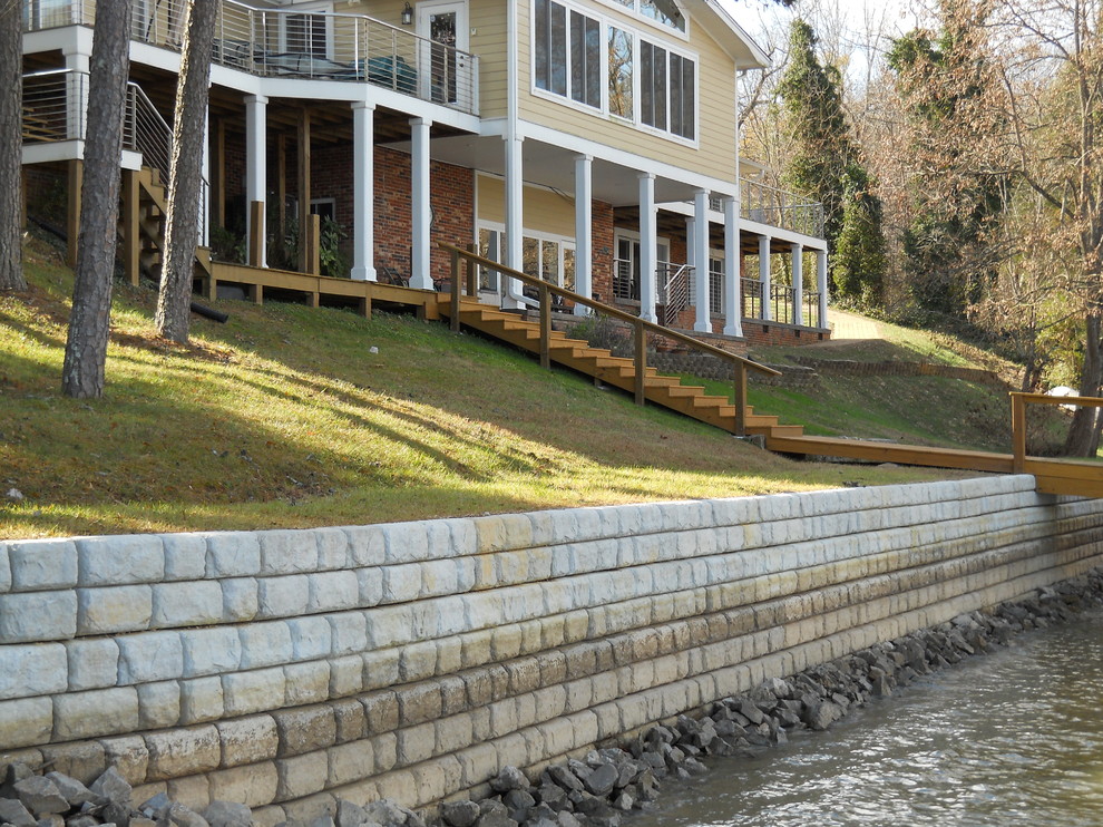 ross redi rock seawall and dock Rustic Patio Austin by