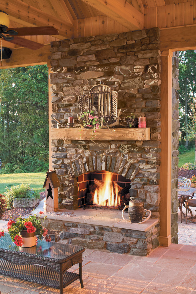 Rustic Stone Outdoor Fireplace, Faux Stone Outdoor Fireplace