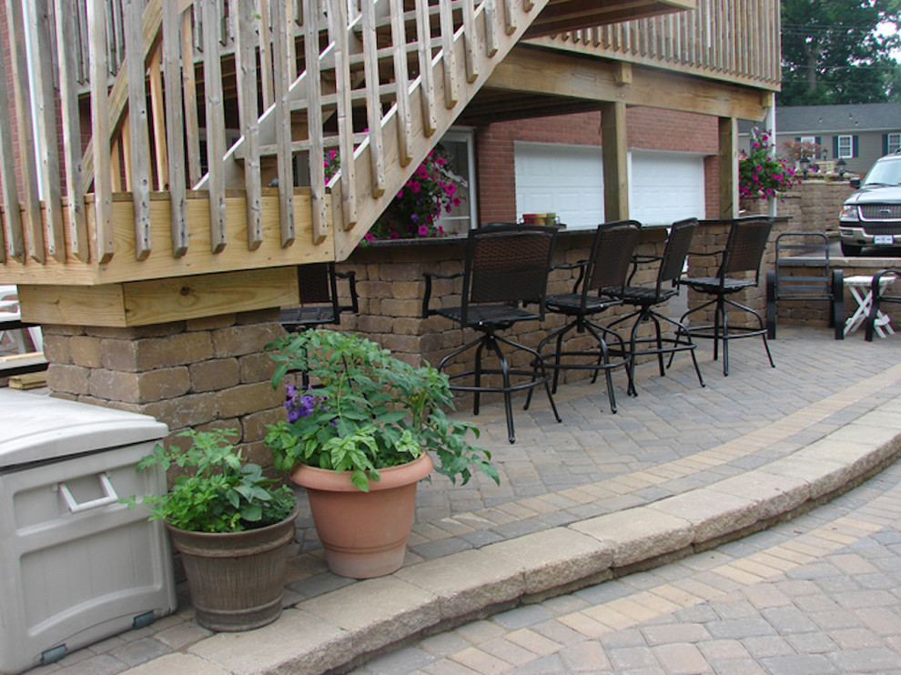 Inspiration for a mid-sized transitional backyard concrete patio remodel in Other with no cover