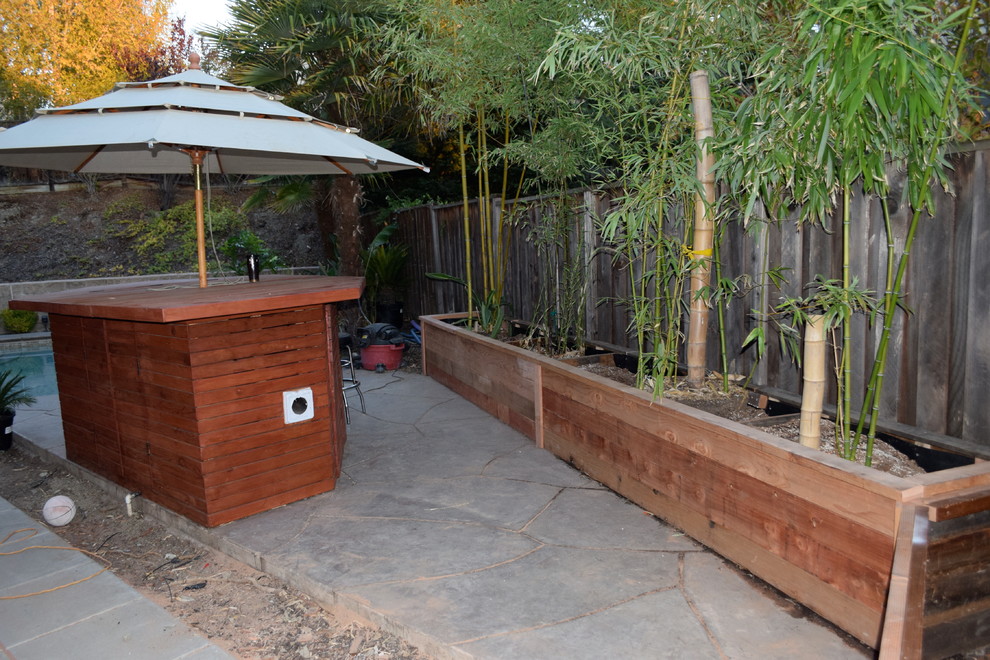 San Ramon Pool equipment cover and gate Rustic Patio San