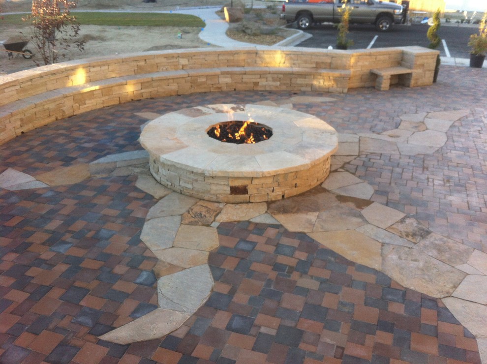 sandstone fire pit and bench Southwestern Patio Albuquerque by