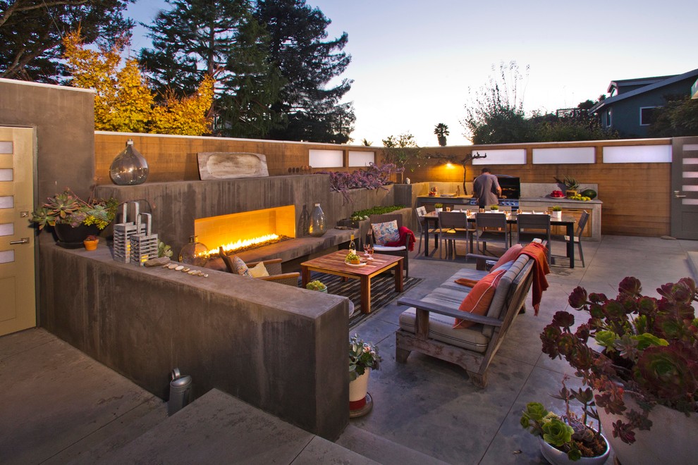 Inspiration for a contemporary backyard concrete patio remodel in San Francisco with no cover